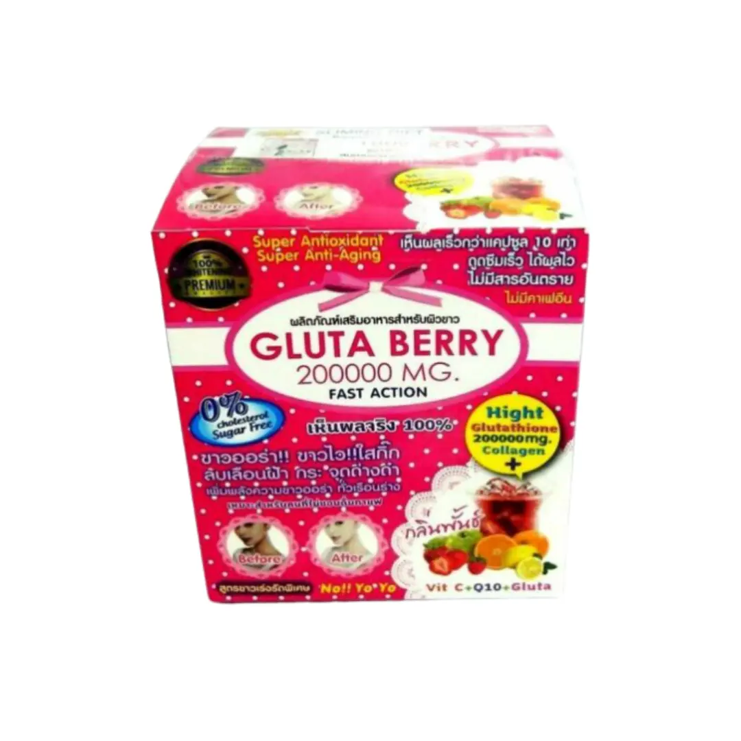 Gluta Berry 200000 mg Drink PUNCH Reduce freckles Whitening Skin 10 sachets