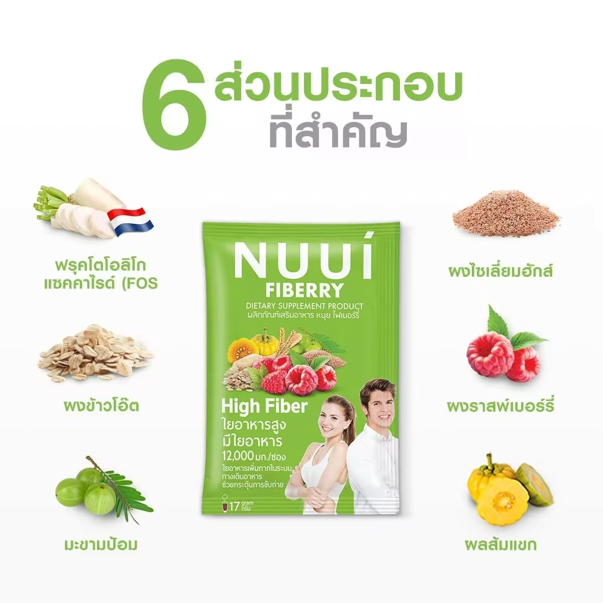 NUUI FIBERRY CLASSIC Raspberry flavor/volume 17 grams per sachet type of drinking powder