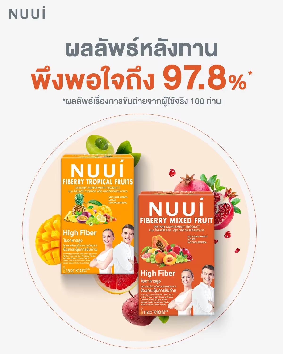 NUUI FIBERRY MIXED FRUITS High Fiber, high fiber 12,000 mg/sachet