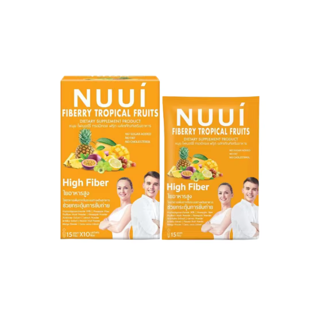 NUUI FIBERRY TROPICAL FRUITS Apple and Pineapple quantity 1 sachet 15 grams Product of Thailand