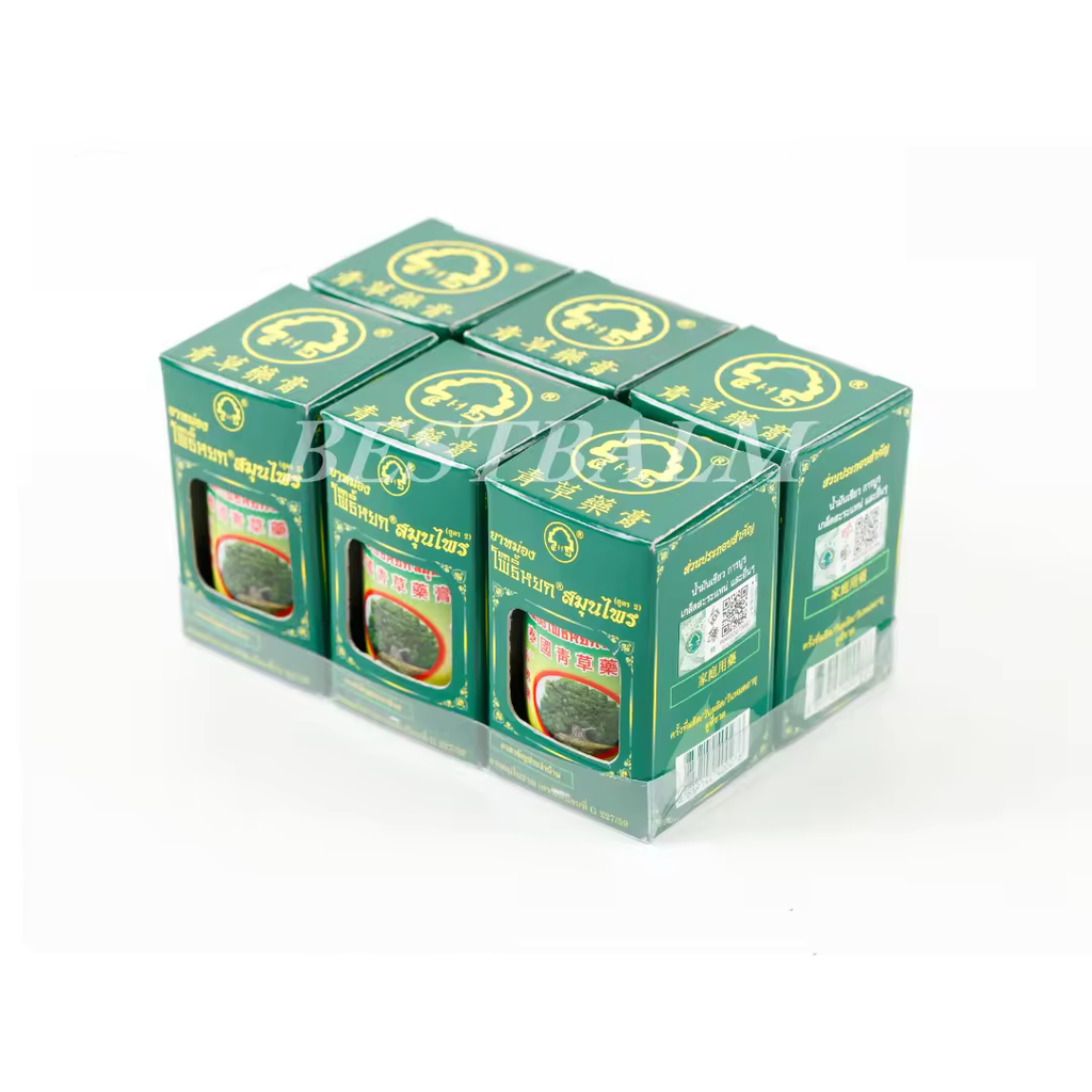 PHOYOK Original Thai Balm Green Herbal Ointment Massage Muscle Joints Sprain Aches 50g 6pcs. by Phoyok