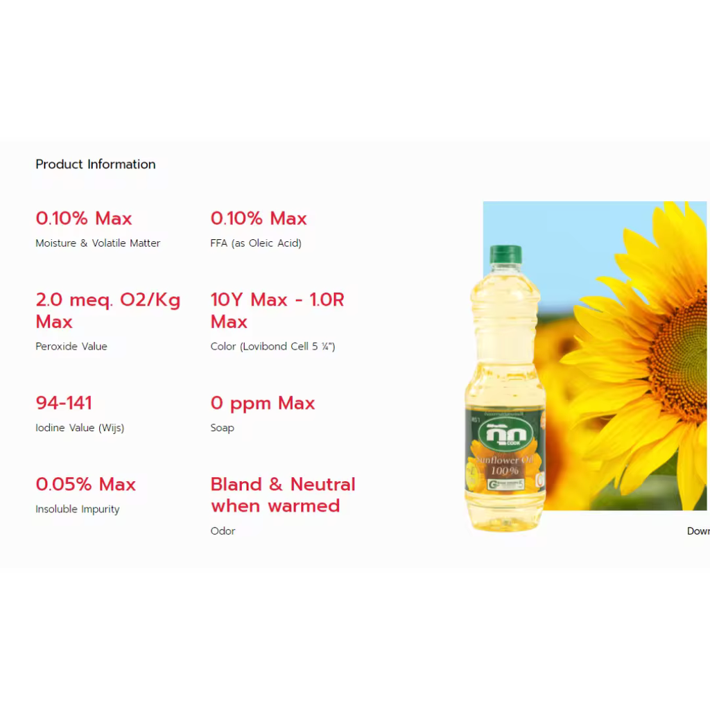Refined Sunflower Oil The Best Seller of Thailand o.5 L.