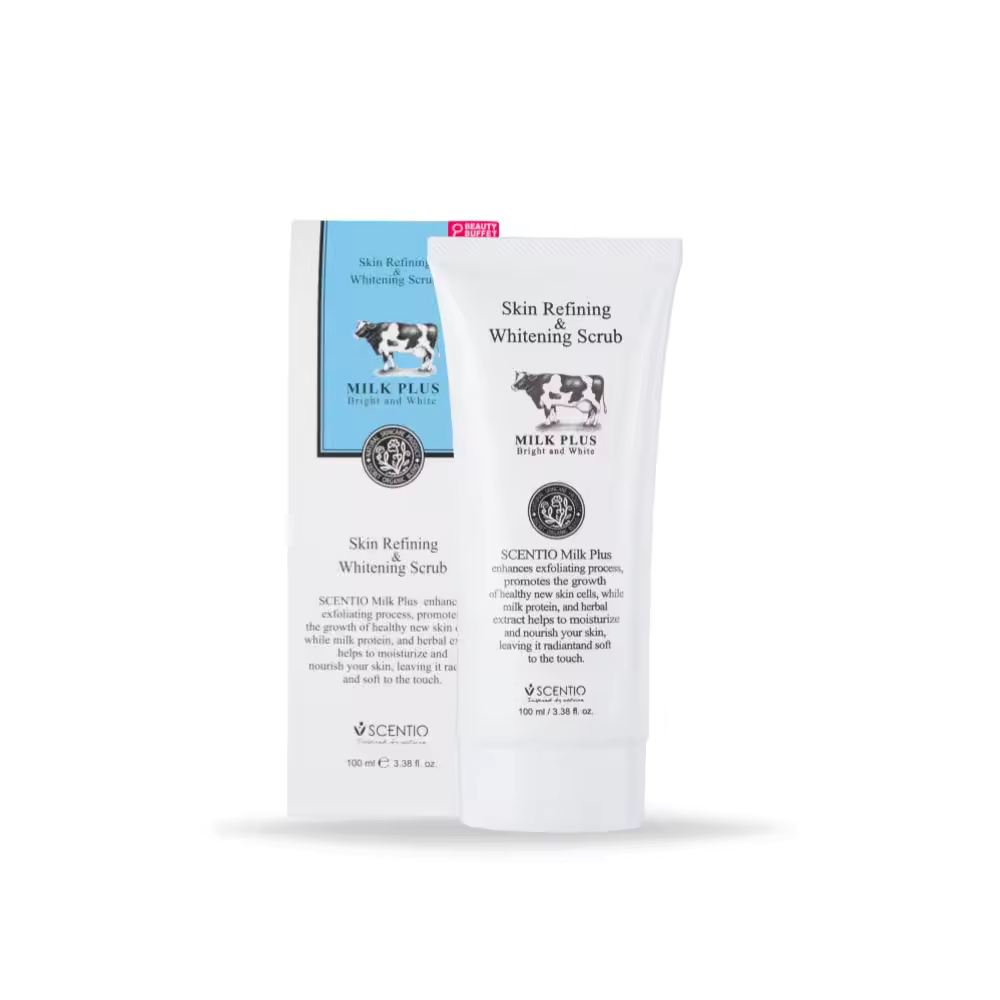 SCENTIO MILK PLUS SKIN REFINING & WHITENING SCRUB (100 ML) ORIGINAL FROM THAILAND
