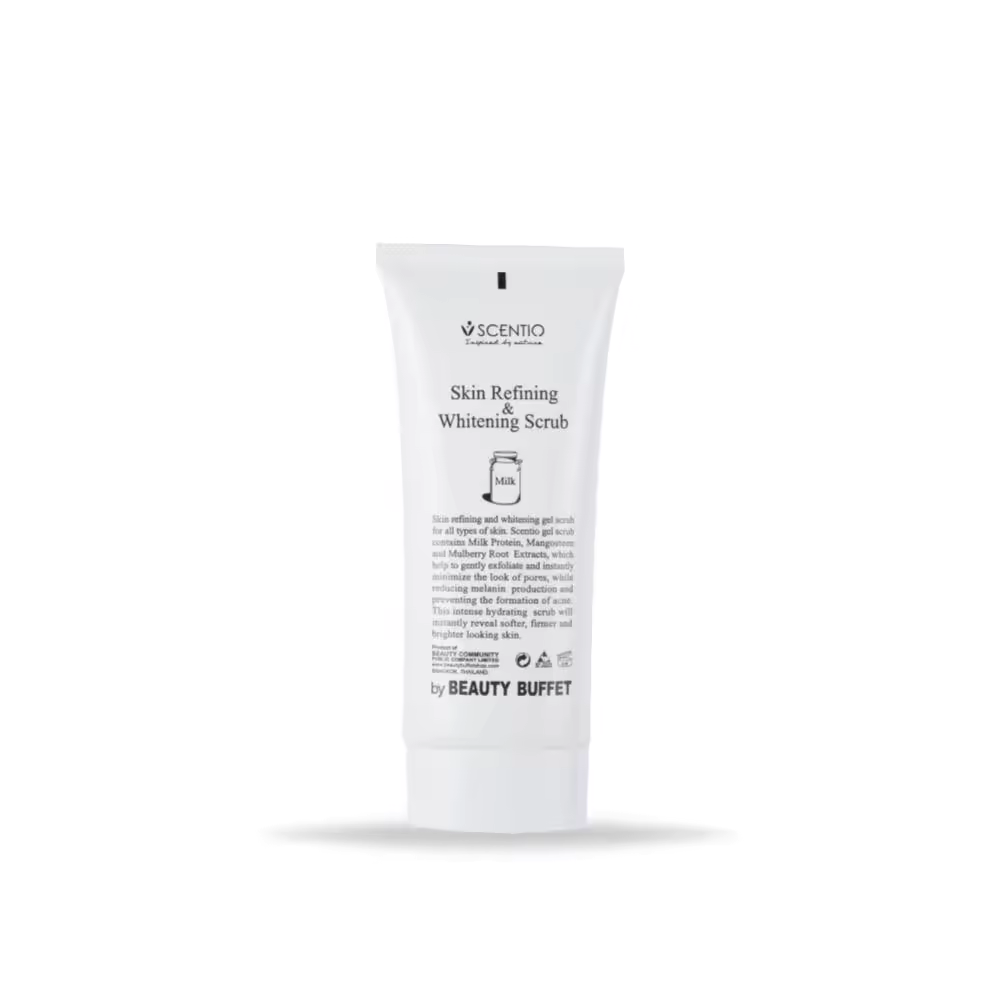 SCENTIO MILK PLUS SKIN REFINING & WHITENING SCRUB (100 ML) ORIGINAL FROM THAILAND