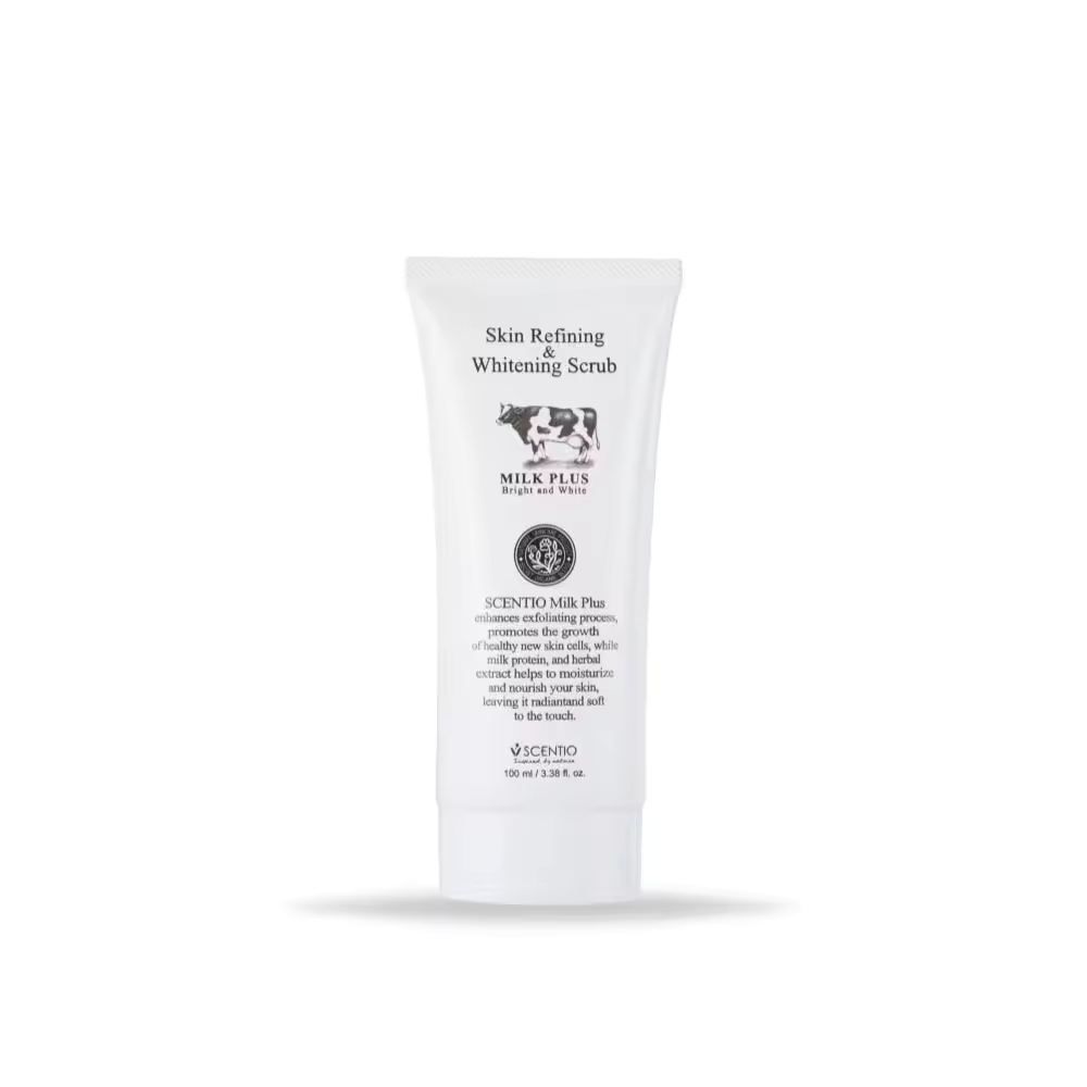 SCENTIO MILK PLUS SKIN REFINING & WHITENING SCRUB (100 ML) ORIGINAL FROM THAILAND