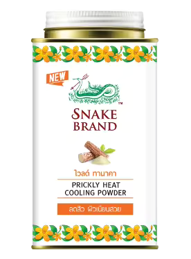 Snake Brand Prickly Heat Cooling Powder Wild Thanaka 140g. / 280g Original From Thailand