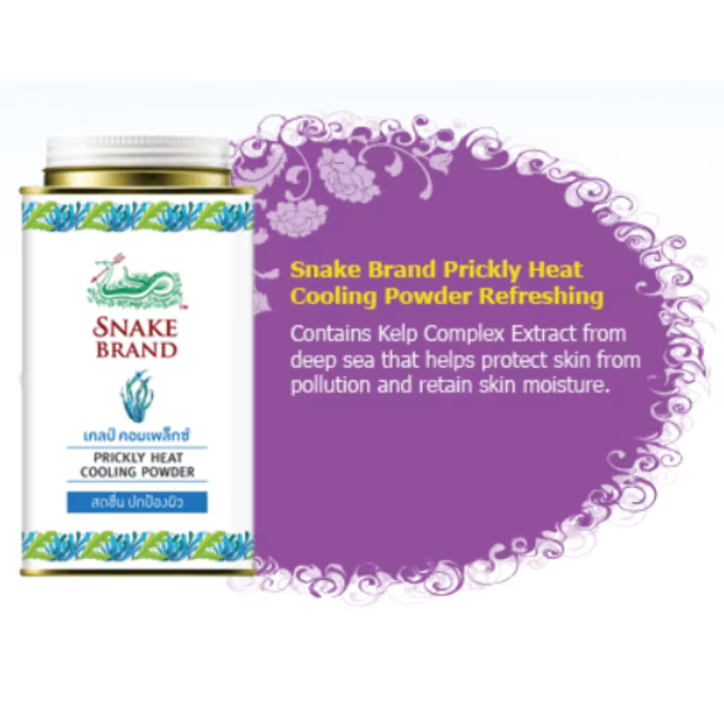 Snake Brand Prickly Heat Cooling Powder 140g./ 280 g. Original From thailand