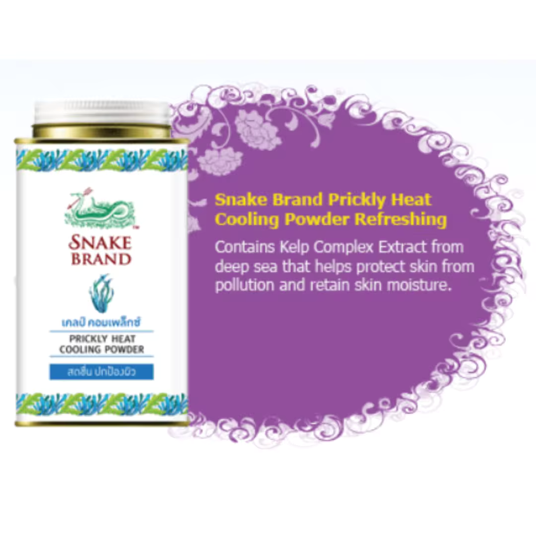 Snake Brand Prickly Heat Cooling Powder 140g./ 280 g. Original From thailand