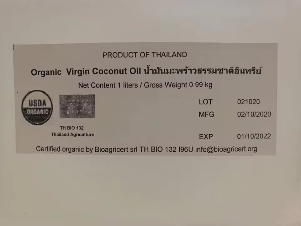 Thailand cold press organic extra virgin coconut oil bulk