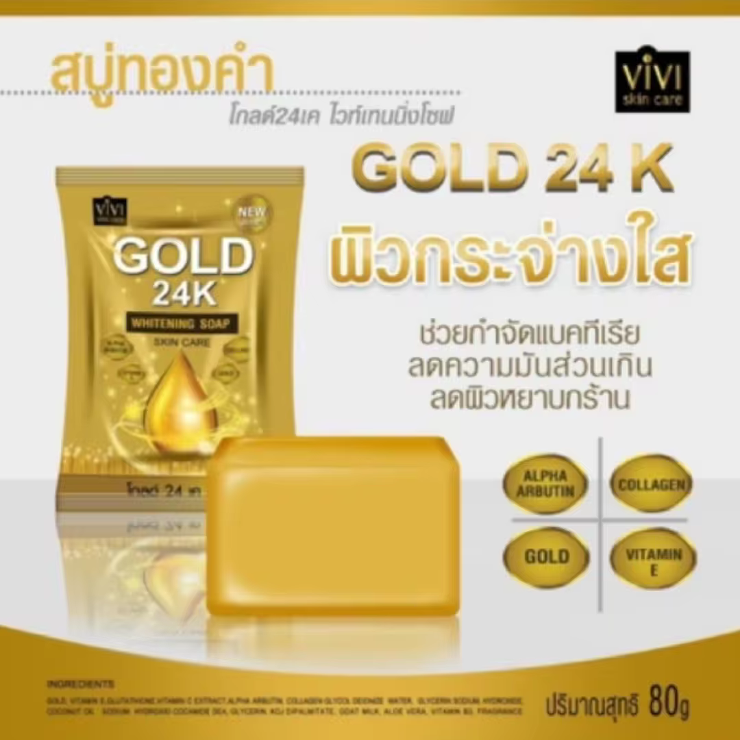 VIVI GOLD 24K Whitening Soap With Concentrated Collagen 80g.