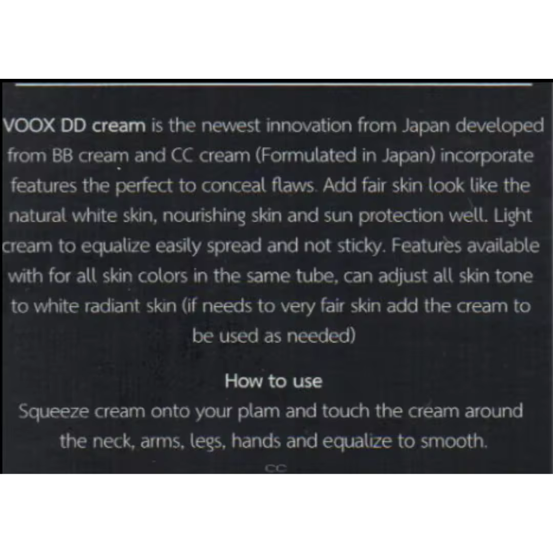 VOOX DD CREAM WHITENING NOURISHING SKIN 100g.